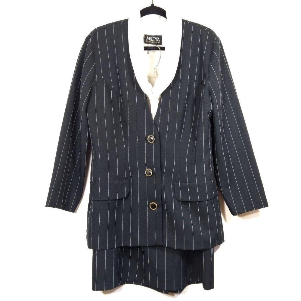 Melissa Collection Vintage Black Suit Skirt Set 12